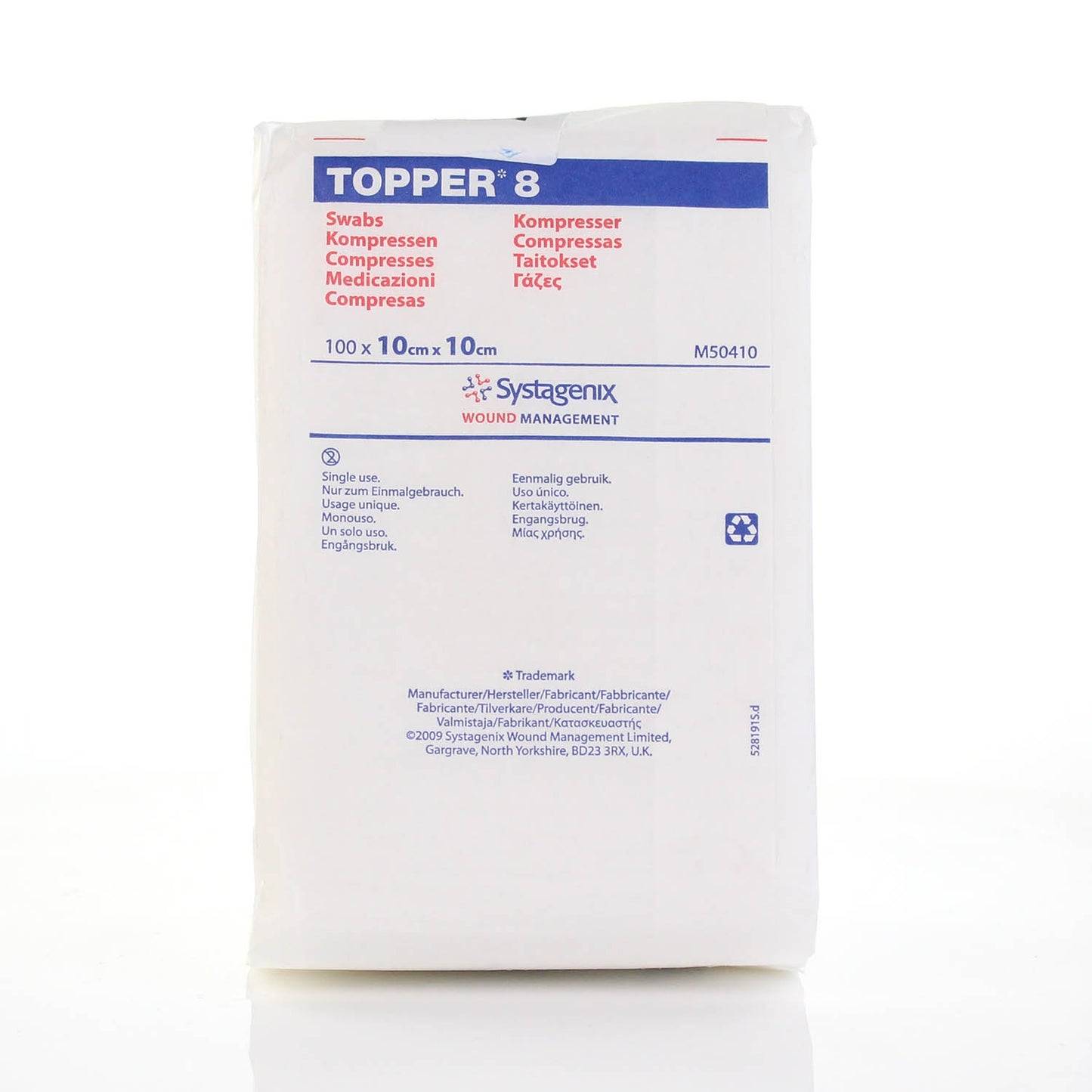 10 cm x 10 cm Topper 8 4-lags ikke-sterile vattpinner Pakke med 100 J&J